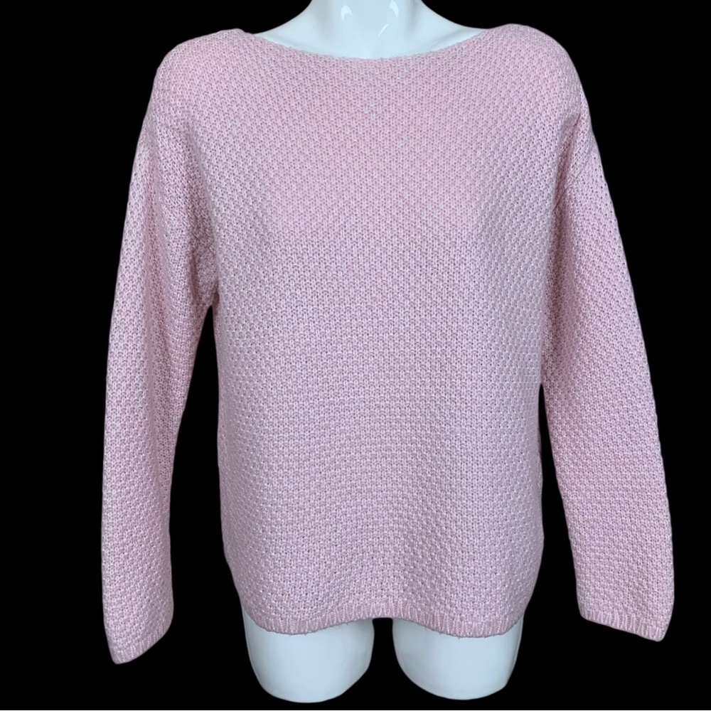 Lord & Taylor Pink Wool and Mohair Blend Bateau Neck Sweater Medium